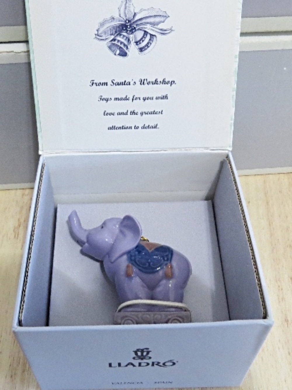 Lladro "Circus Star" Elephant Christmas Ornament #6388, Hand-Painted Porcelain